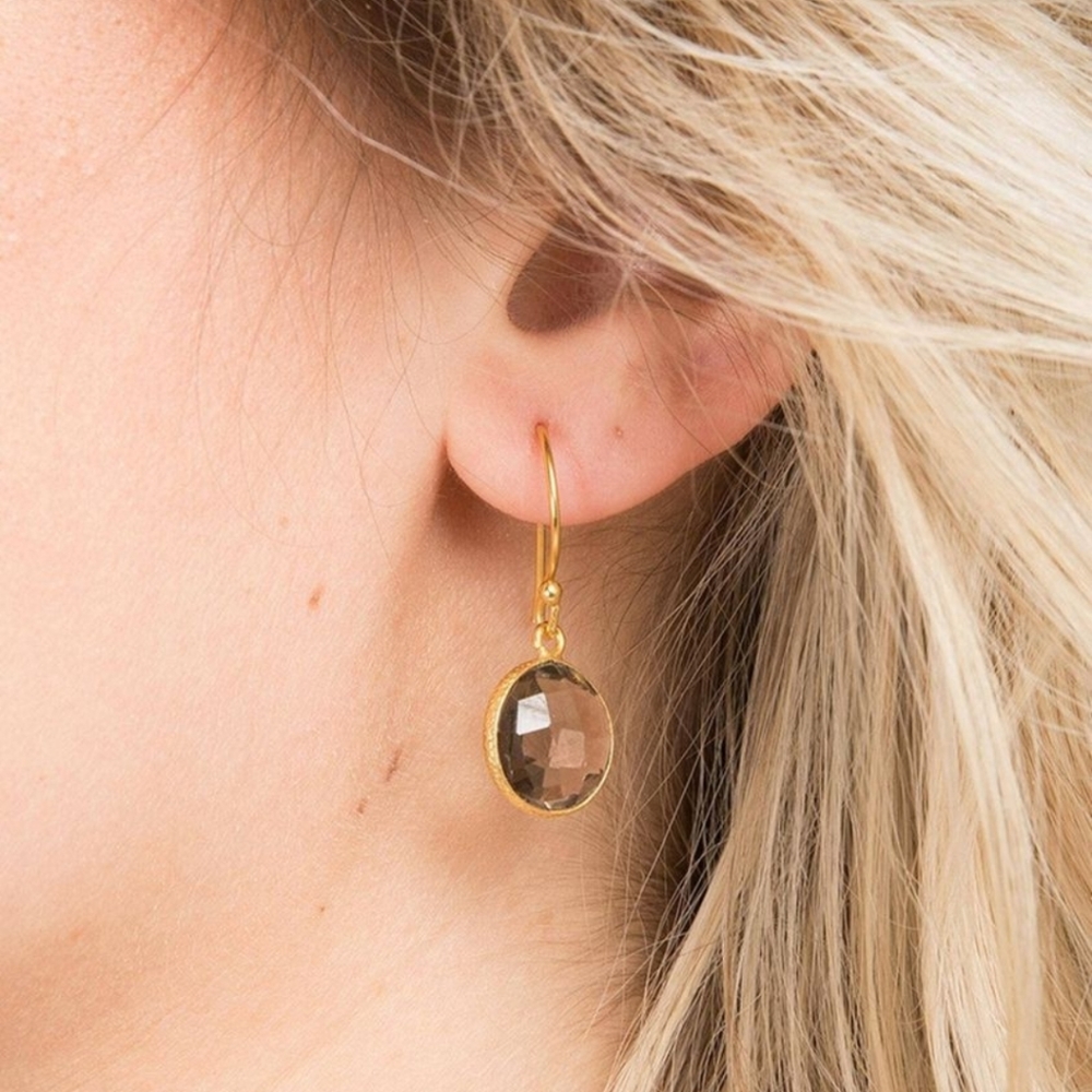 SAACHI Smokey Topaz Gemstone Dangle Earrings